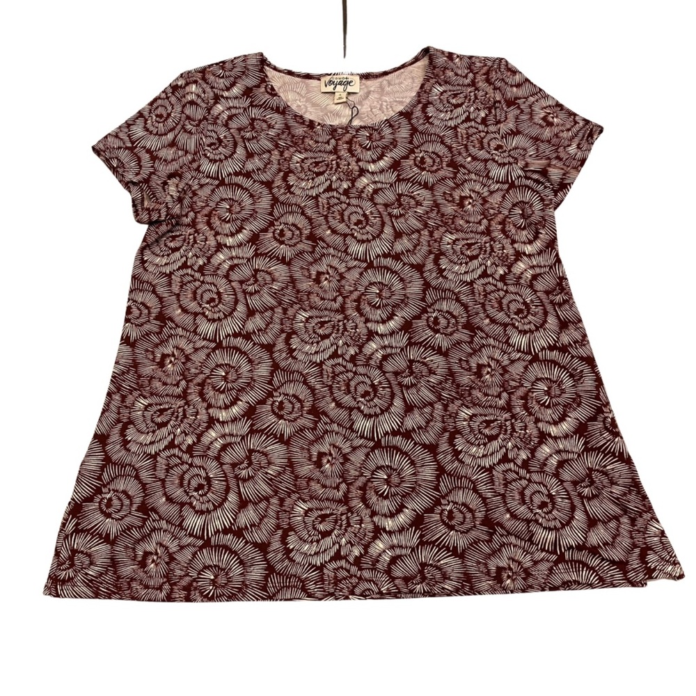 Como Voyage Brown Abstract Print Blouse NEW